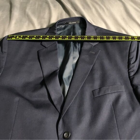 Pronto Uomo Mens Blazer Jacket 48R 100% Wool Double Button Formal Workwear Blue - Picture 12 of 16